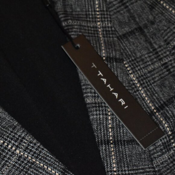 Tahari Relax Fit Grey Black Plaid Blazer Jacket Size 12 - Picture 7 of 14